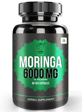 Noble Nature Moringa capsules 6000mg UAE in a black bottle containing 60 veggie capsules